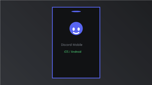 Discord 手机客户端界面，展示 iOS Android 双平台支持